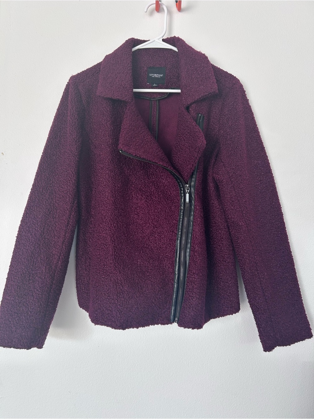 NWOT Liverpool Women’s Burgundy Bouclé Moto Jacket Size L